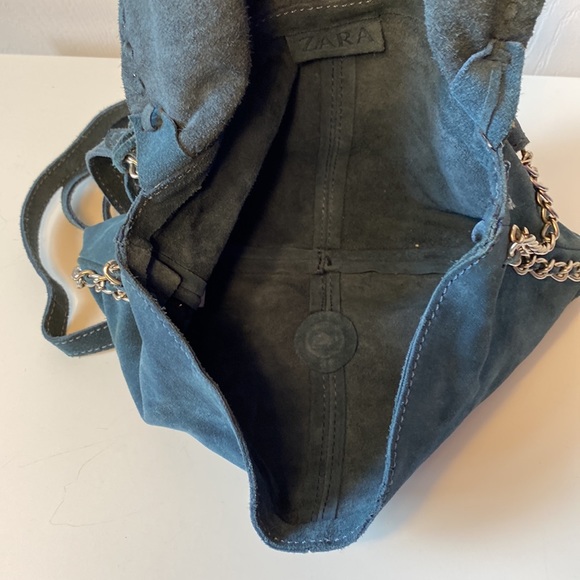 Dark blue suede Zara crossbody bag - Picture 7 of 9